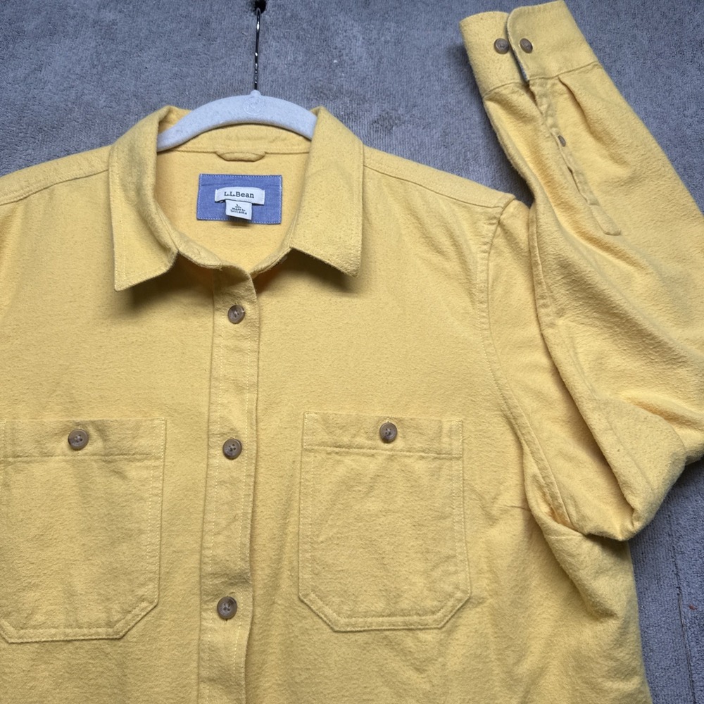 LL Bean Chamois Shirt Mustard Yellow Button Down Men's Large